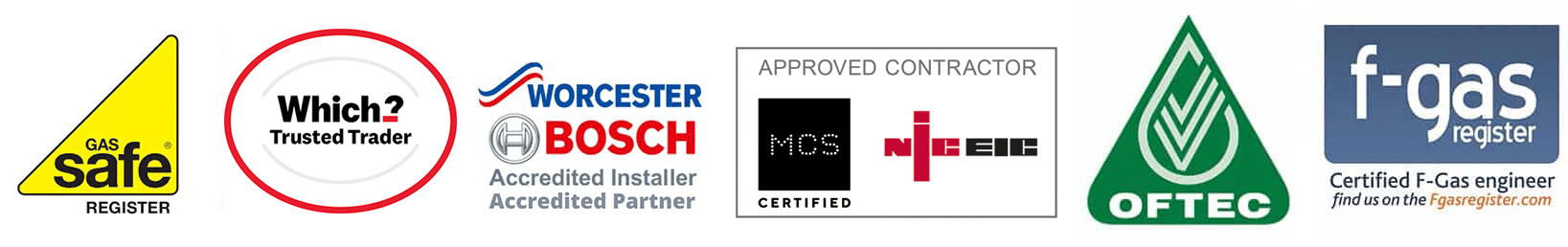 Selection of logos including Which Trusted Trader & Worcester Bosch